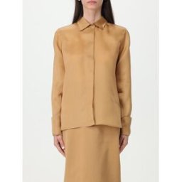 Max Mara Camicia classica in seta Cuoio Taglia 44