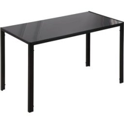 Homcom Tavolo da Cucina per 4 Persone in Metallo e Vetro Temperato, 120x60x75 cm, Nero