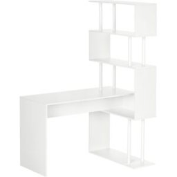 Homcom Scrivania Angolare Moderna in Truciolato con Ripiano a 4 Livelli per Ufficio e Studio, 120x80x176 cm, Bianco Aosom