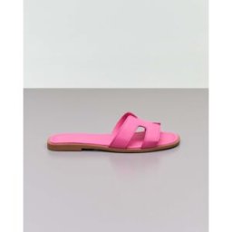 Nina Ciabattina in pelle color fucsia con fascetta cut out laterali ed impunture in tono