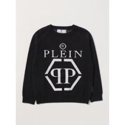 Philipp Plein Maglia a girocollo in cotone con logo Nero Taglia 8