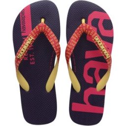 Havaianas Top Logomania Mid Tech blu con logo rosso e profili gialli