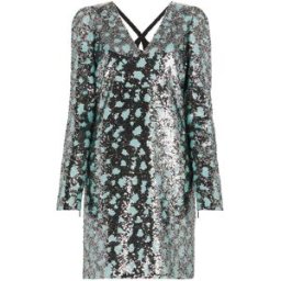 Roberto Cavalli Leopard Sequin-embellished Dress - Female Abbigliamento Azzurro/nero 42