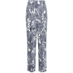 Roberto Cavalli Pantaloni Con Stampa Iris - Female Abbigliamento Ivory/dark Navy 40