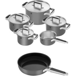 Set di 6 Pentole e Padelle Pure grigie in acciaio inox per Induzione Zwilling