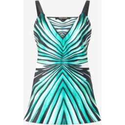 Roberto Cavalli Top In Seta Stampa Ray Of Sea - Female Camicie E Top Azzurro 38