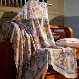 Tessitura Toscana Telerie Mezzero Semiramide in lino a fantasia floreale multicolor 270x280 cm