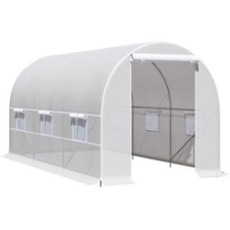 Outsunny Serra da Giardino a Tunnel 4x2x2m con Porta e 6 Finestre Avvolgibili Anti-Raggi UV, Serra per Orto in Polietilene, Verde, Aosom Italy