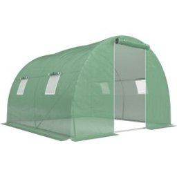 Outsunny Serra per Orto con Porta a Cerniera e 4 Finestre Avvolgibili in PE Anti-Raggi UV, Serra per Piante, Struttura in Acciaio, Verde Aosom Italy