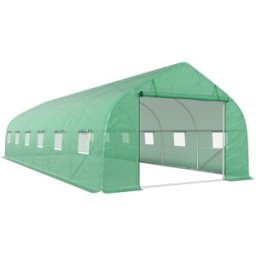 Outsunny Serra da Giardino a Tunnel 8x3x2m in PE e Acciaio con Porta Avvolgibile e Finestre, Verde Aosom Italy