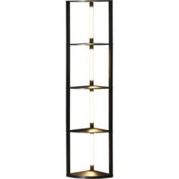 Homcom Lampada da Terra a Colonna in MDF con 4 Ripiani e Illuminazione a LED da 3000K, 41x29.5x163.5 cm, Nero Aosom