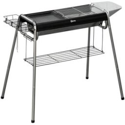 Outsunny Barbecue a Carbonella con Griglia e Piastra di Cottura, Cestino e Ripiani, 96x61x72cm, Nero Aosom