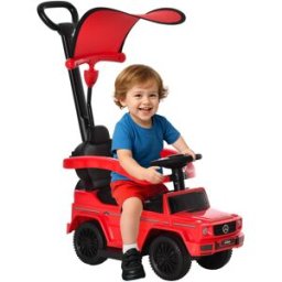 Homcom Macchina a Spinta per Bambini 12-36 Mesi con Licenza Mercedes, Tettuccio e Maniglia, 85.5x40.5x95 cm, Rosso Aosom Italy