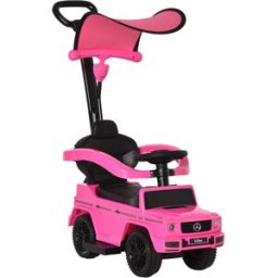 Homcom Macchina a Spinta per Bambini 12-36 Mesi con Licenza Mercedes, Tettuccio e Maniglia, 85.5x40.5x95 cm, Rosa Aosom Italy