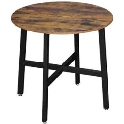 VASAGLE Tavolo da pranzo rotondo 80 x 75 cm (ø x H), Marrone Vintage, Nero