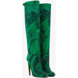 Roberto Cavalli Stivali Con Stampa Malachite - Female Scarpe Verde 36