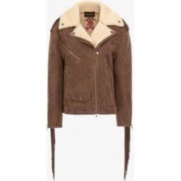 Roberto Cavalli Giacca Biker Con Frange - Female Abbigliamento Marrone 42