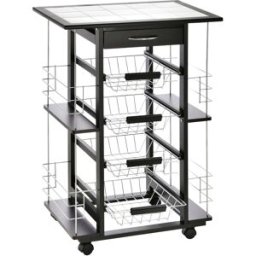 Homcom Carrello da Cucina con 4 Cestini Rimovibili e 4 Scomparti Laterali Nero, 57 x 37 x 83 Aosom