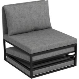 Homcom Poltrona Letto con Cuscino e Copertura Protettiva, in Tessuto Effetto Lino e Metallo, 66x70x74 cm, Grigio Aosom Italy