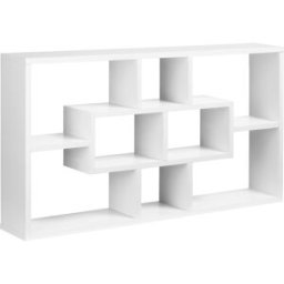 Homcom Libreria a Parete in Legno con 8 Scomparti di 3 Dimensioni Diverse, 85x47.5x14.5cm, Bianco, Mensola da Muro Moderna Aosom