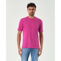 T-shirt Lacoste fucsia mezza manica con logo coccodrillo ricamato