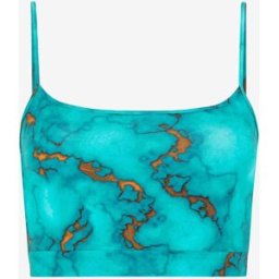 Roberto Cavalli Crop Top Con Stampa Marmo - Female Camicie E Top Azzurro 50