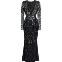 Roberto Cavalli Abito Lungo Decorato Effetto Mosaico - Female Abbigliamento Nero 40