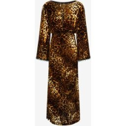 Roberto Cavalli Abito In Velluto Stampa Leopard - Female Maxi Dresses Marrone Scuro 42