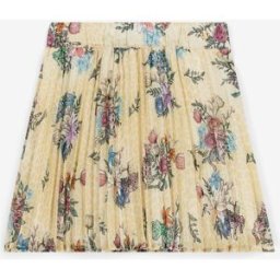 Roberto Cavalli Gonna Plissettata Con Stampa Jaguar E Motivo Floreale - Female Bimba (6m-3a) Giallo 06M