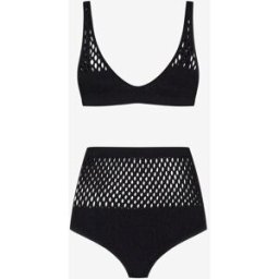 Roberto Cavalli Bikini Nero A Vita Alta Con Rete - Female Abbigliamento Mare Nero UNICA