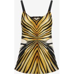 Roberto Cavalli Top In Seta Stampa Ray Of Gold - Female Camicie E Top Oro 38