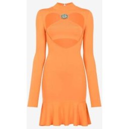 Roberto Cavalli Mini Abito Con Cut-out E Volant - Female Abiti Arancione 42
