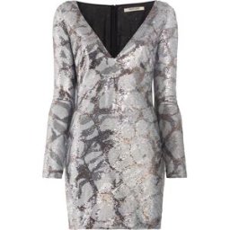 Roberto Cavalli Mini Abito Di Paillettes Con Motivo Animalier - Female Abbigliamento Argento 38