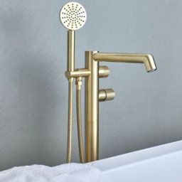 HudsonReed Miscelatore Termostatico per Vasca Freestanding - Oro Satinato - Lune