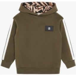 Roberto Cavalli Felpa Con Cappuccio E Targhetta Monogram Rc - Male Abbigliamento Military Green 16A