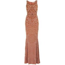 Roberto Cavalli Bead-embellished Maxi Dress - Female Abiti Marrone 38