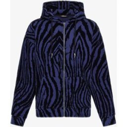 Roberto Cavalli Felpa Con Stampa Zebra - Male Felpe Blu Scuro M
