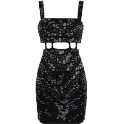 Roberto Cavalli Leopard Bead-embellished Mini Dress - Female Abiti Nero 44