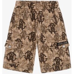 Roberto Cavalli Shorts Con Stampa 3d Monogram - Male Abbigliamento Marrone Chiaro 10A