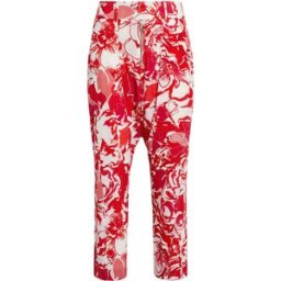 Roberto Cavalli Pantaloni Crop Con Stampa Hydrangea - Female Abbigliamento Rosso 38