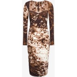 Roberto Cavalli Abito Midi Aderente Con Stampa Appaloosa - Female Abiti Marrone 42