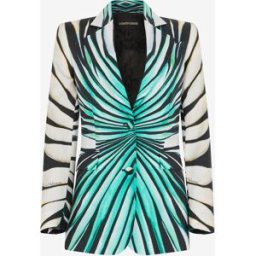 Roberto Cavalli Giacca Stampa Ray Of Sea In Seta - Female Abbigliamento Azzurro 44