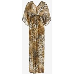 Roberto Cavalli Kaftano Lungo Stampa Jaguar Skin - Female Abiti Marrone Chiaro 40