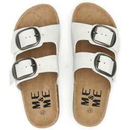 Ciabatte bianche con doppia fascia e fibbie grandi Me & Me 1043103 38