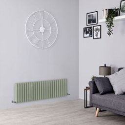 HudsonReed Radiatore di Design Orizzontale Verde (Sage Leaf Green) - 400mm x 1416mm - Pannello Doppio - Revive