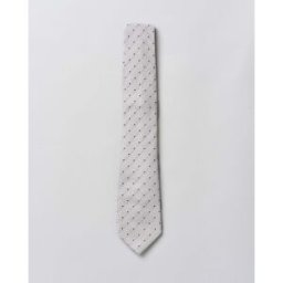 Rodolfo Pellizzari Cravatta Pellizzari argento a costa inglese di pura seta con micro pois