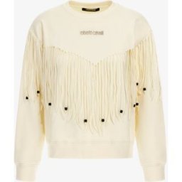 Roberto Cavalli Felpa Con Frange - Female Felpe Avorio M