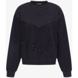 Roberto Cavalli Felpa Con Frange - Female Felpe Nero XS