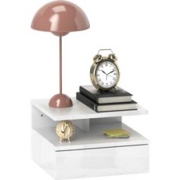 Homcom Comodino Sospeso per Camera da Letto con Cassetto e Ripiano Aperto in Legno, 35x32x22.5 cm, Bianco