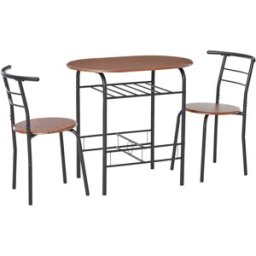 Homcom Set 3 Pezzi Mobili da Bar, Ristorante, Casa - 2 Sedie (38x47.5x75cm) 1 Tavolo (80x50x76cm) in Metallo e MDF Aosom